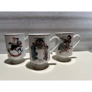 Norman Rockwell Museum Collection Porcelain Mugs Set Of 3 Vintage Art Illustrati